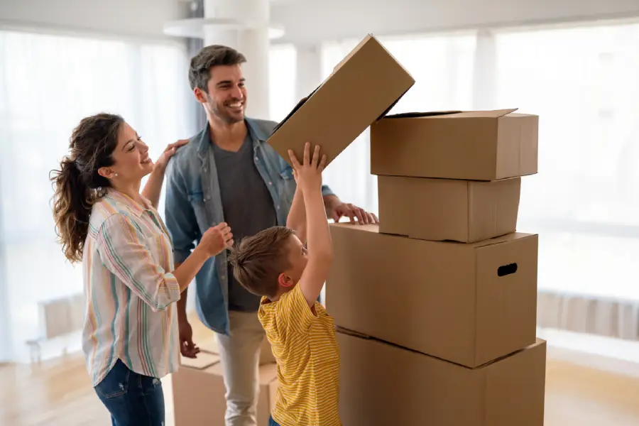 Family packing boxes while choosing storage in Cookeville